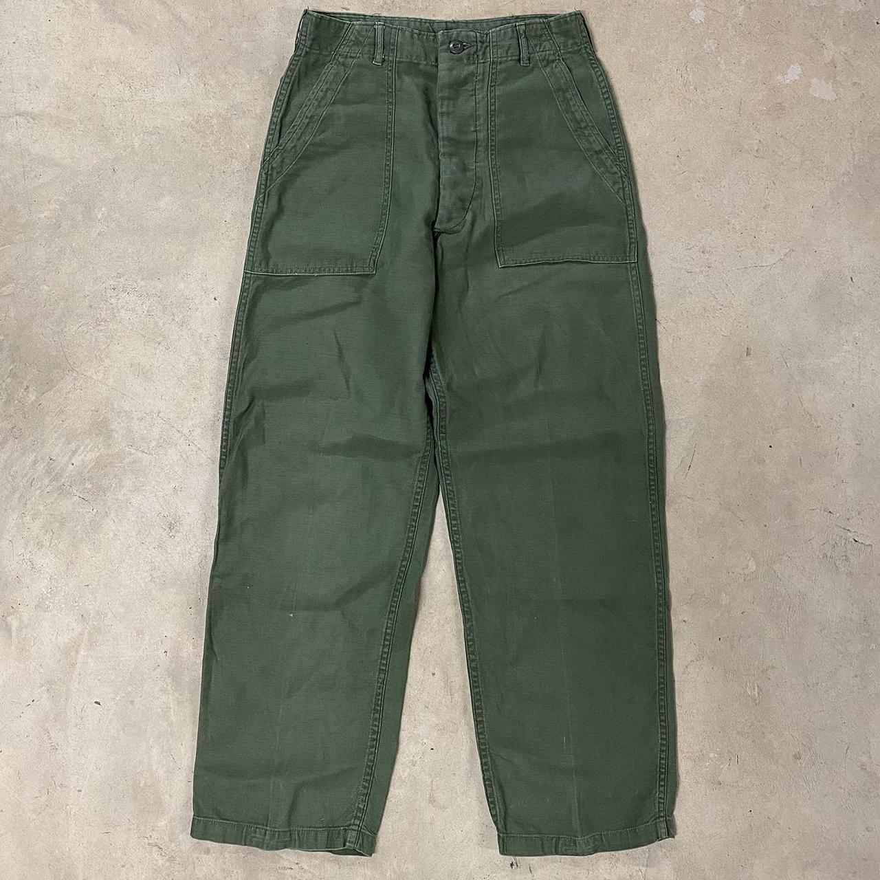 Vintage 1970s US Army OG-107 Sateen Bakers Pants... - Depop