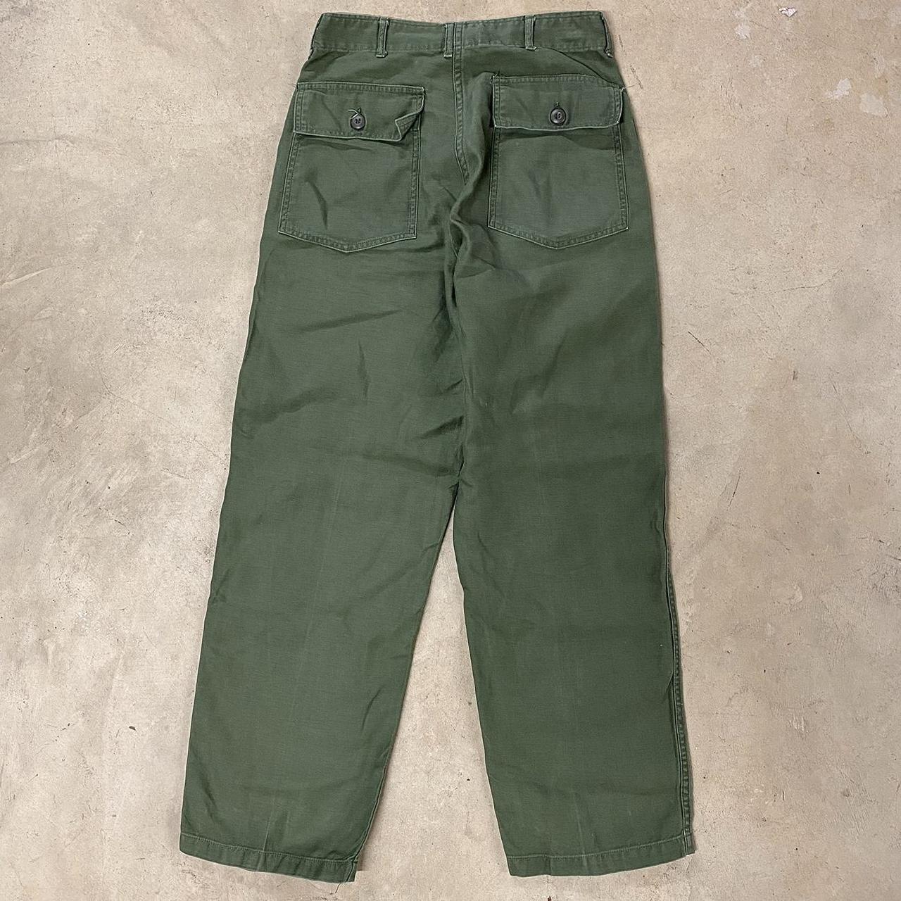 Vintage 1970s US Army OG-107 Sateen Bakers Pants... - Depop