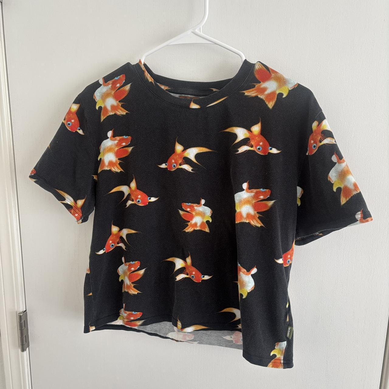 トップス heaven FISHES BABY TEE Heaven Marc Jacobs black and orange fish baby tee, | Depop