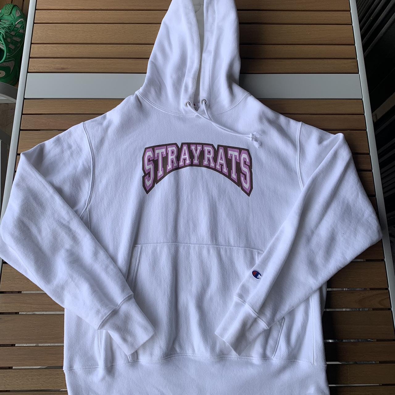 White Stray Rats Champion Reverse Weave Hoodie Brand... - Depop