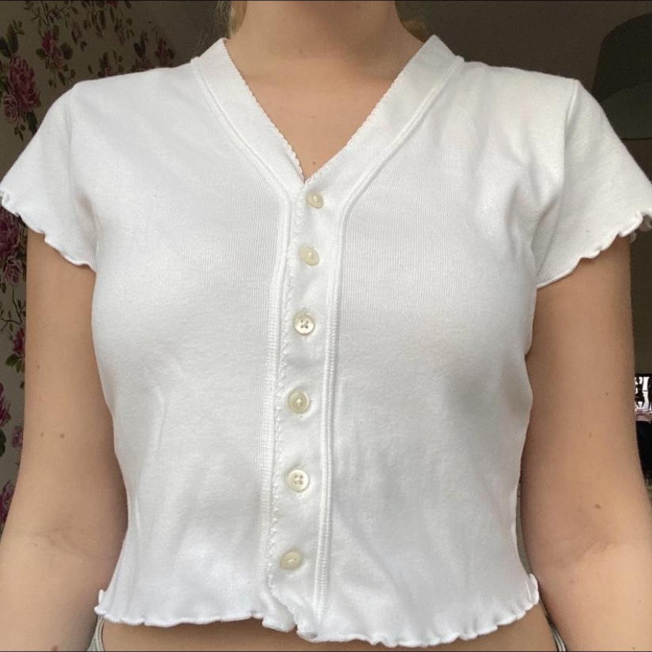 Brandy Melville button up v neck top. Really cute... Depop