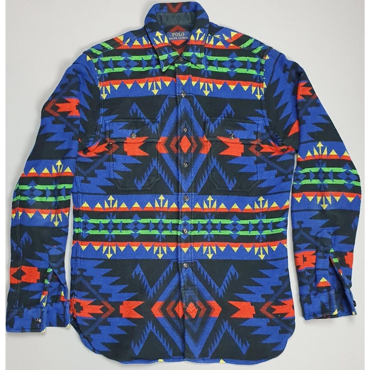 Ralph Lauren Polo M Southwestern Aztec Navajo Country Flannel Blue outlets Snowflake Ski