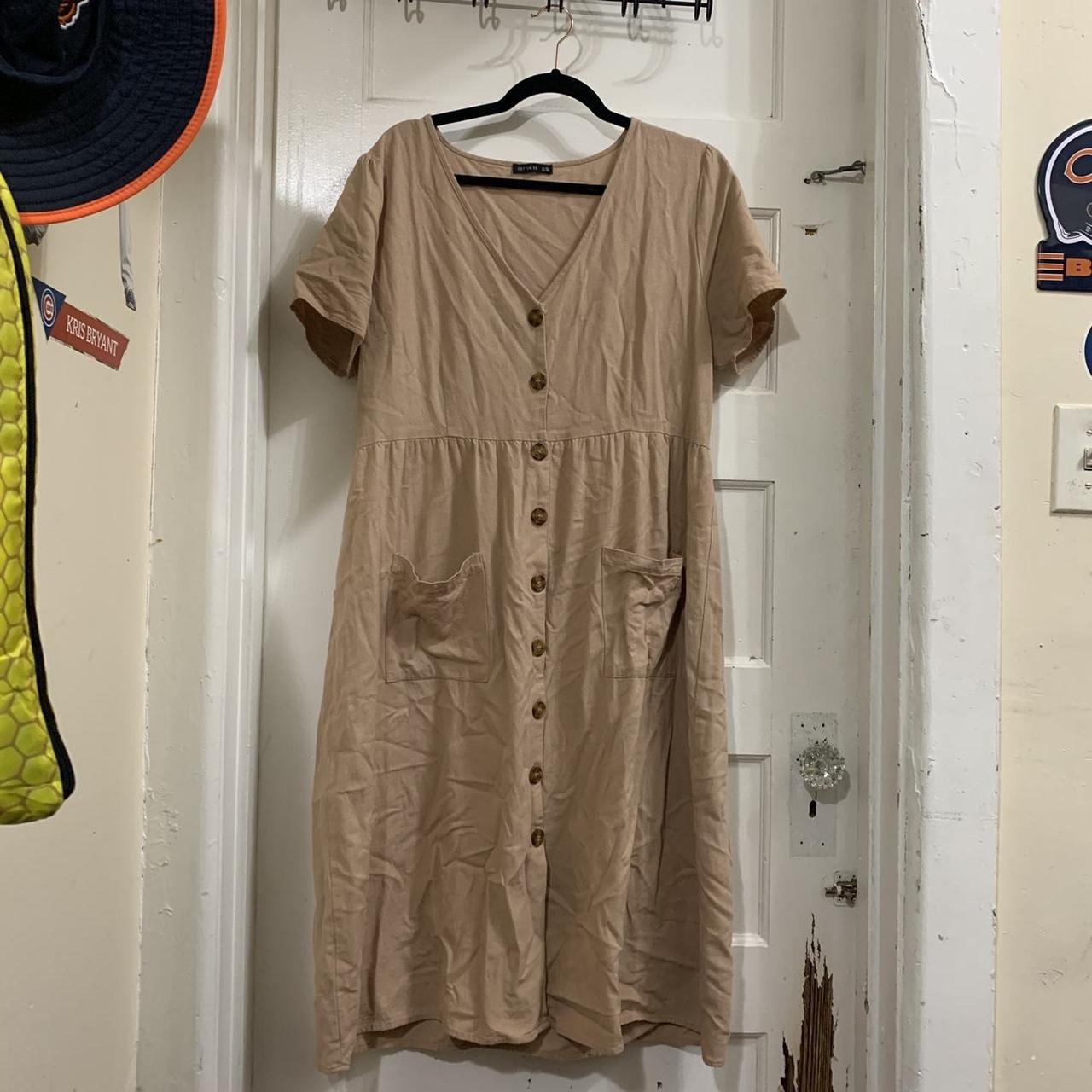 Cotton On Women's Cream and Tan Dress | Depop