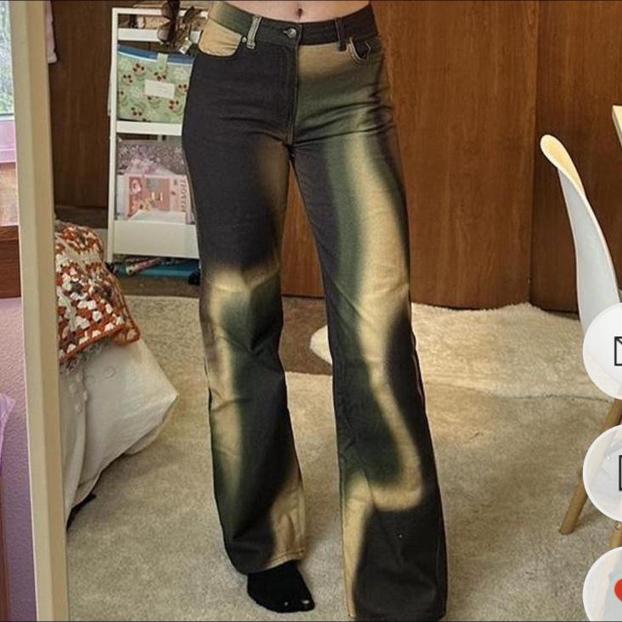 Jaded London Women's Green and Brown Trousers Depop