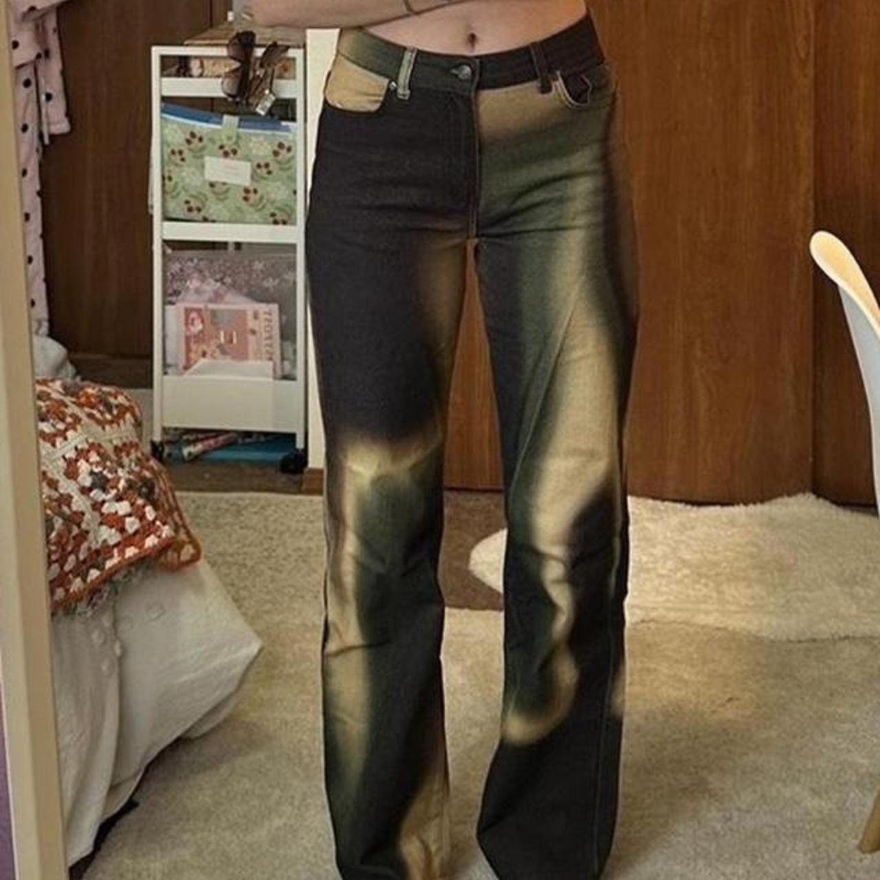 Jaded London Women's Green and Brown Trousers Depop