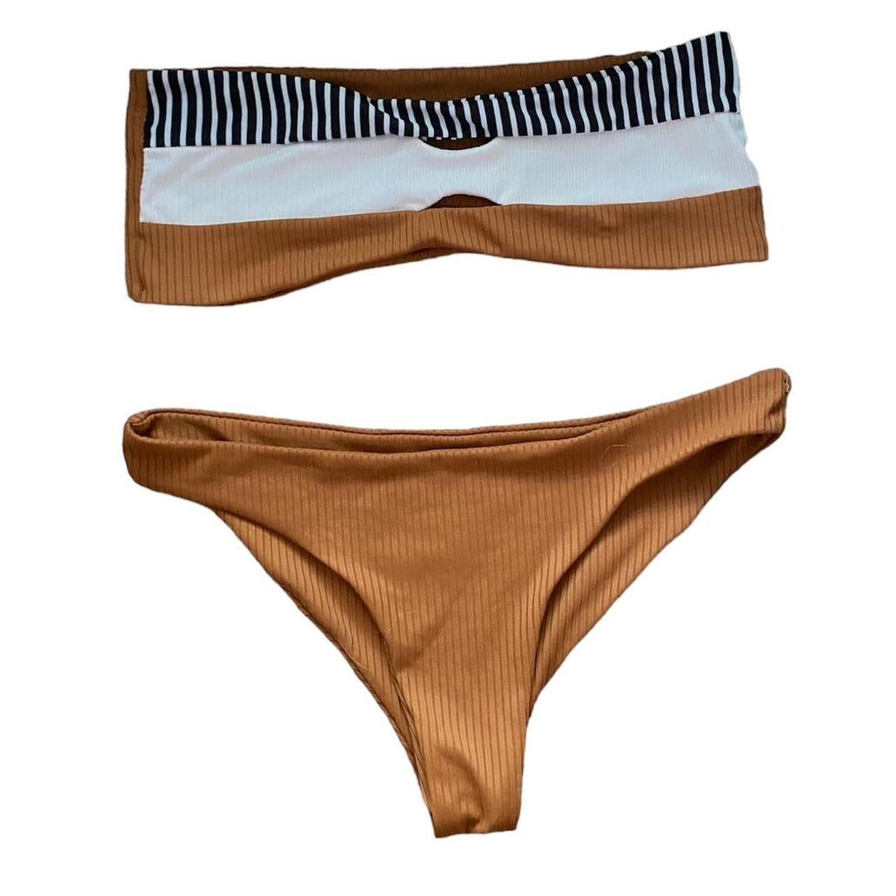 SHEIN Women's Black and Brown Bikinisandtankinisets Depop