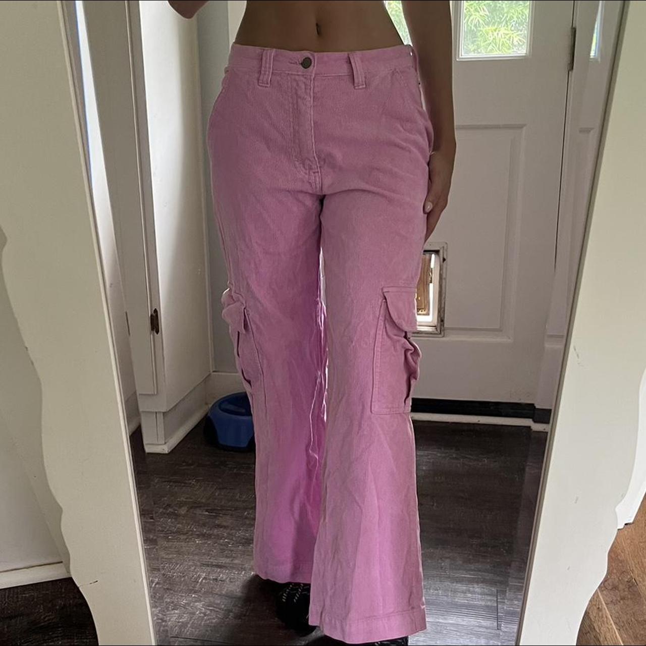 *rare* brandy melville pink cargo corduroy pants!... Depop