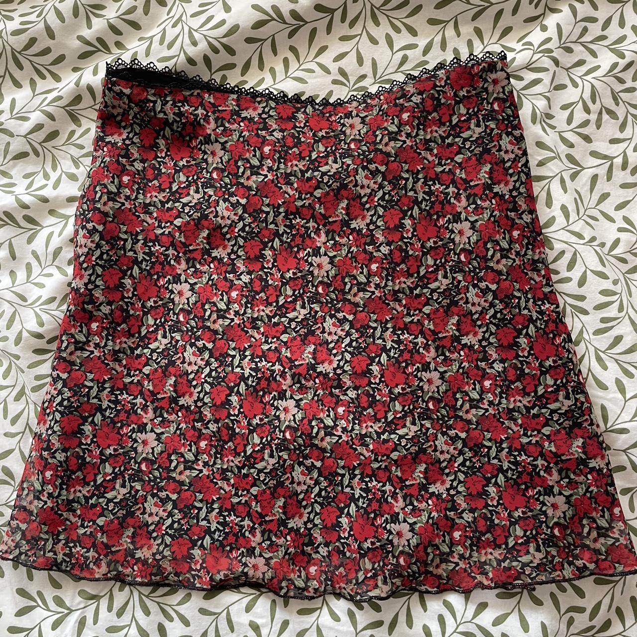 Princess Polly Floral Mini Skirt, Size 8. Worn A... - Depop