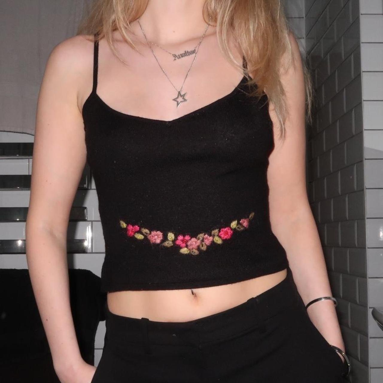 Womens - Vintage Embroidered Cami Top in Black