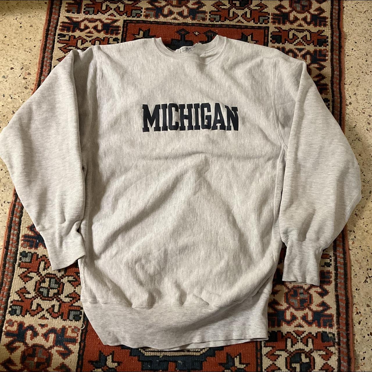 Vintage 1990s Michigan Champion reverse weave spell... - Depop