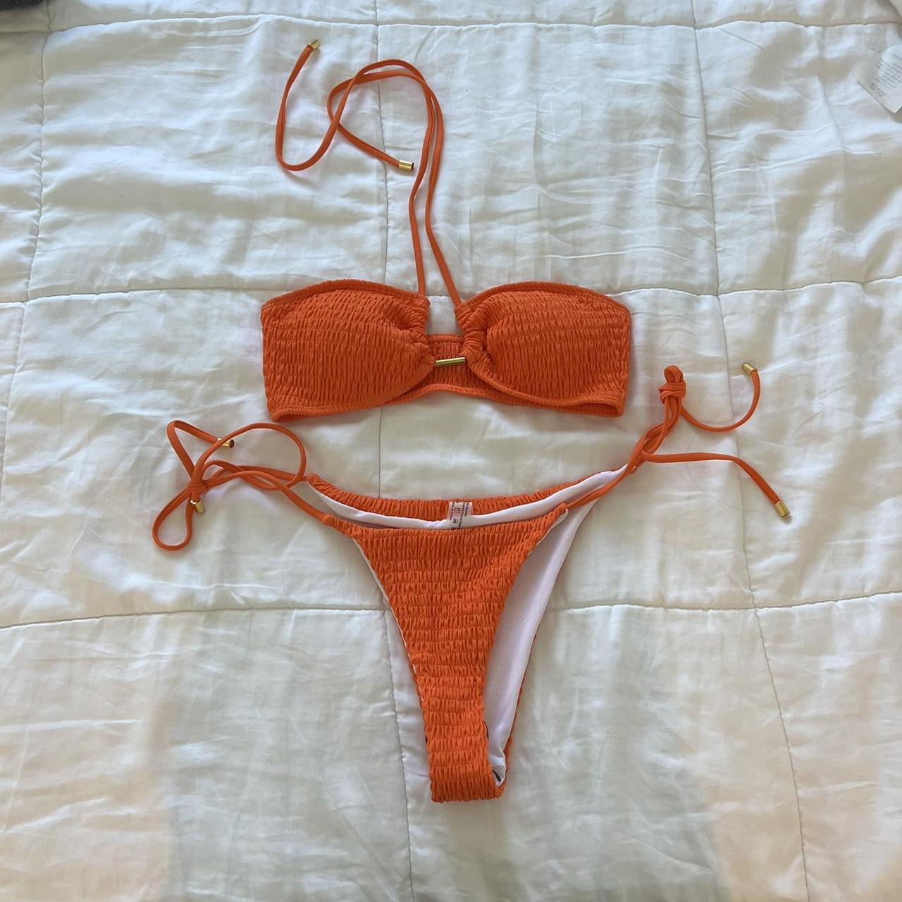 Orange textured bikini from shein 🤍 brand new with... Depop