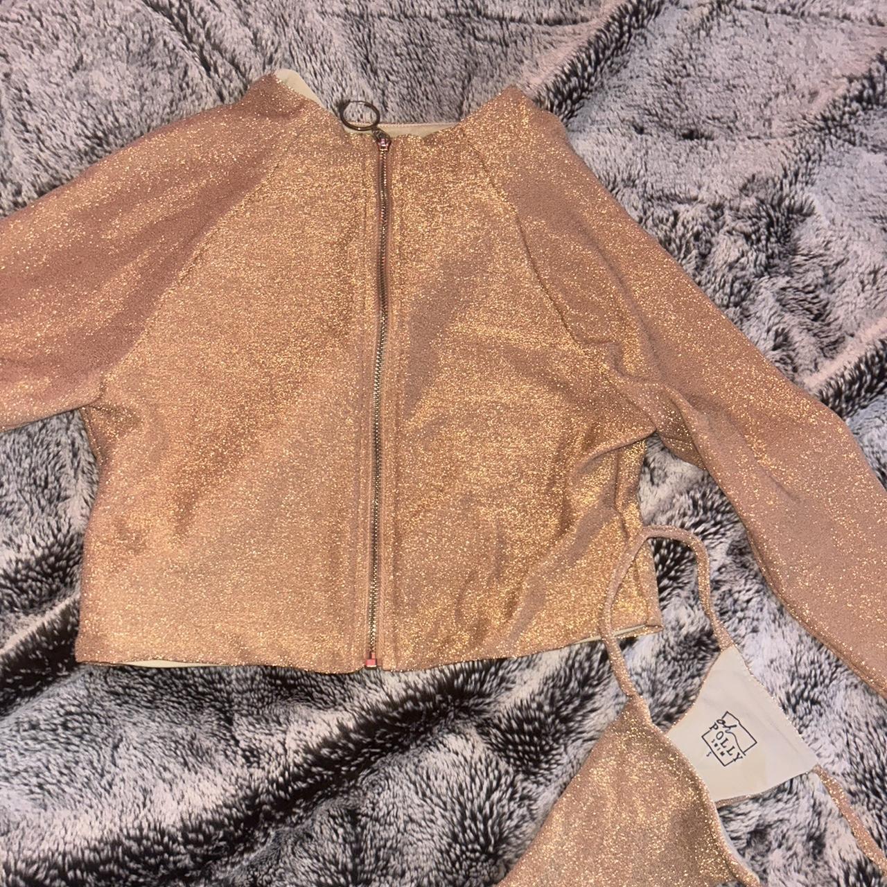 Oh Polly swim bikini / two piece Gold long sleeve... - Depop