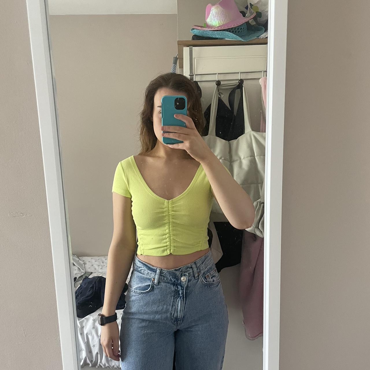 BNWT yellow crop top from Ribbed and... Depop