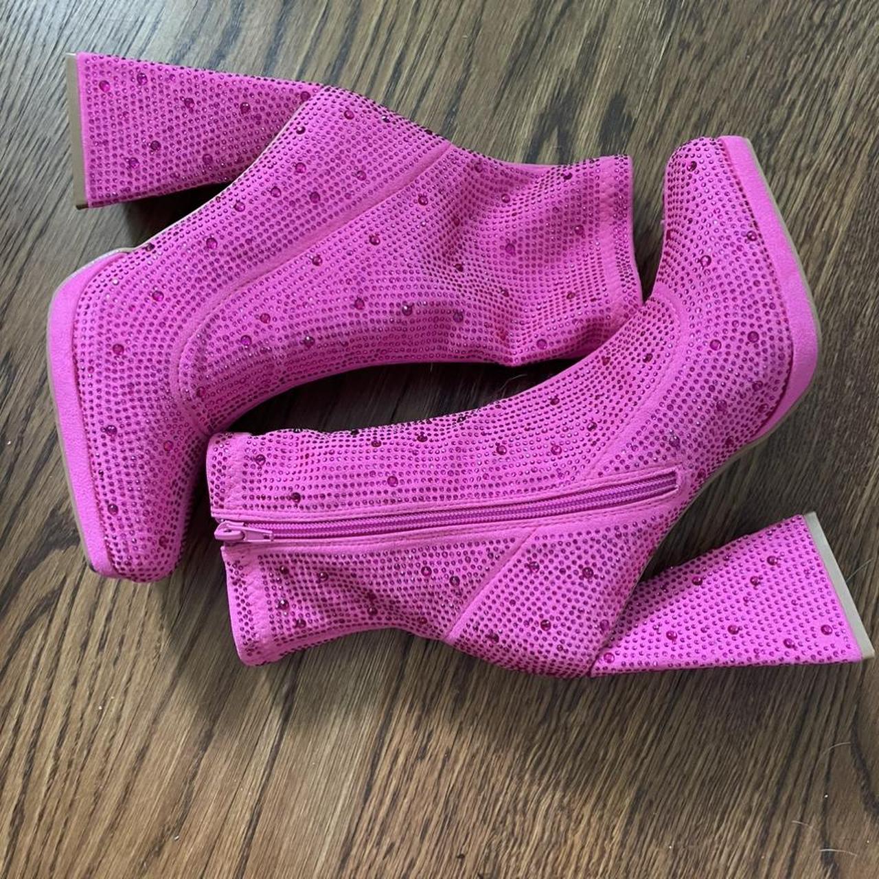 Hot pink dazzled boots Worn once. Material is soft.... - Depop