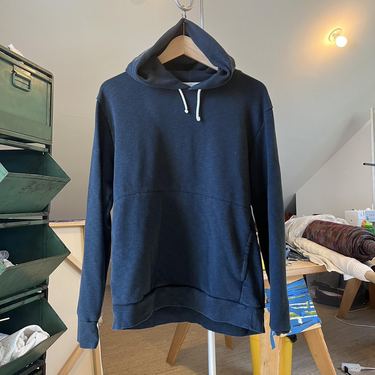 mens s muji hoodie. super unique blue and... - Depop