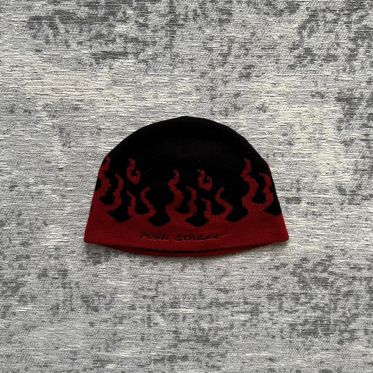 Vintage 90s Porn Star Flame Skull Beanie Has to be... - Depop