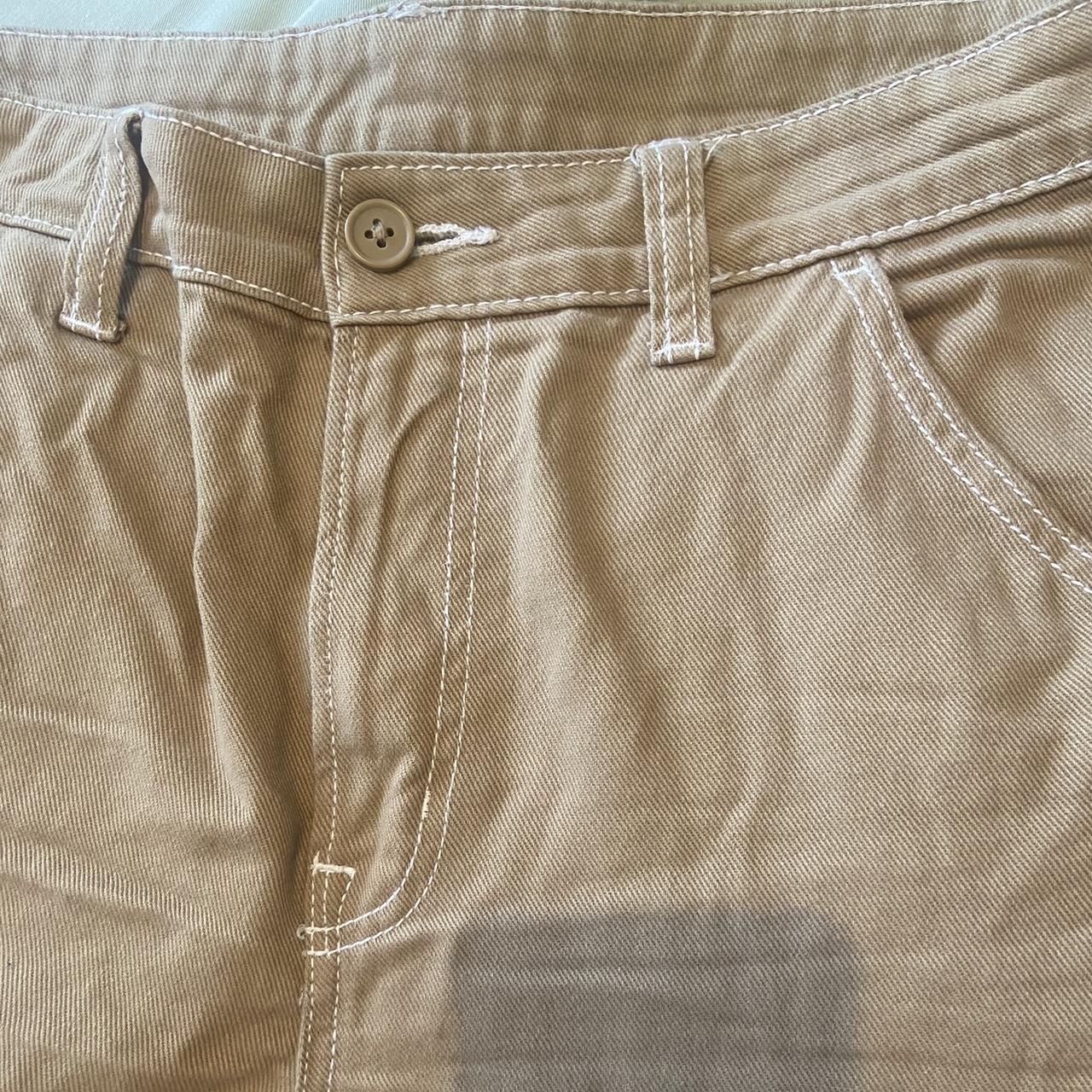 H&M brown cargo trousers with white contrast... - Depop