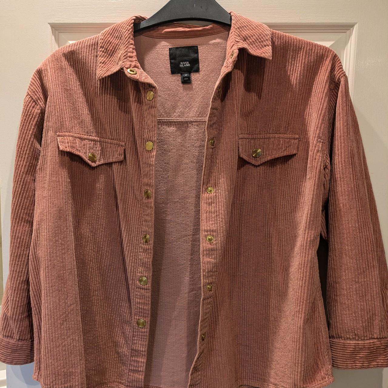 Pink cord shirt jacket by river island
