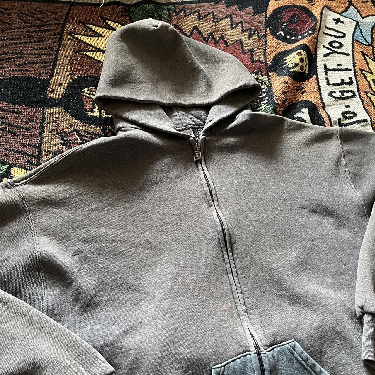 Russell Athletic Men's Khaki and Grey Hoodie Depop