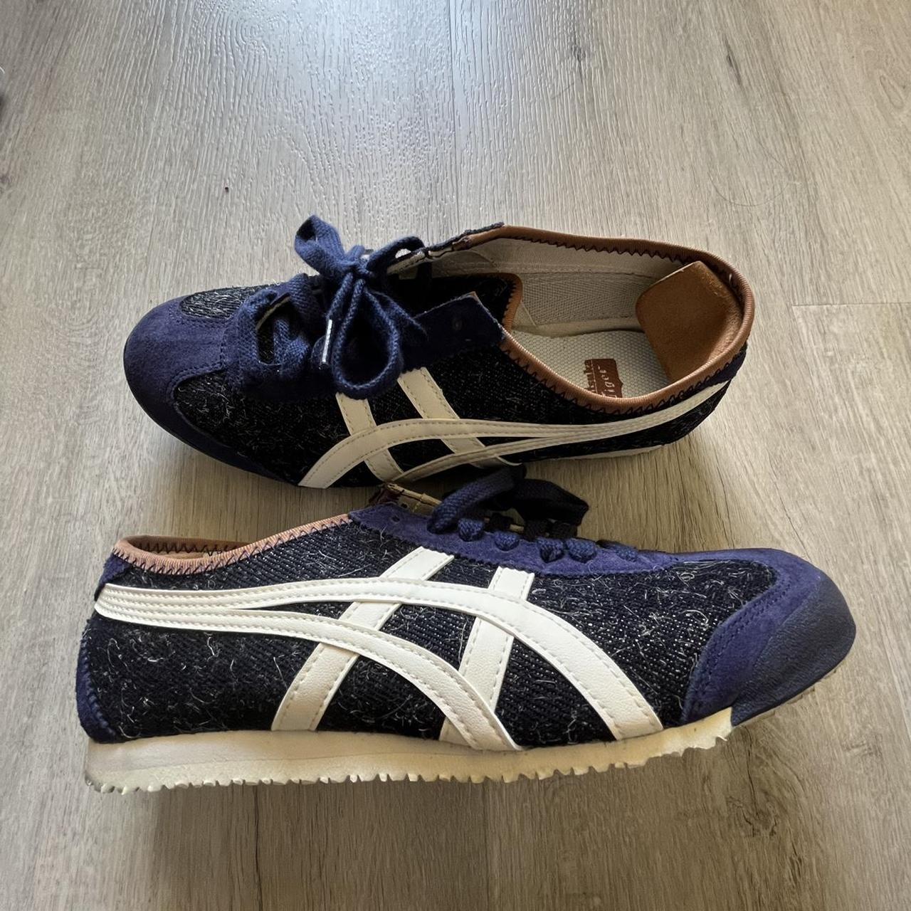 Onitsuka Tiger Men's Blue and White Trainers | Depop