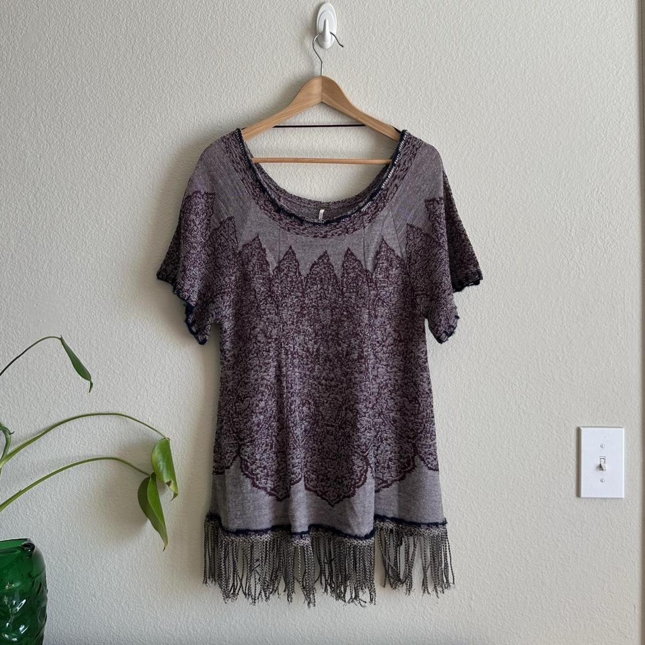 fringed wool-blend top
