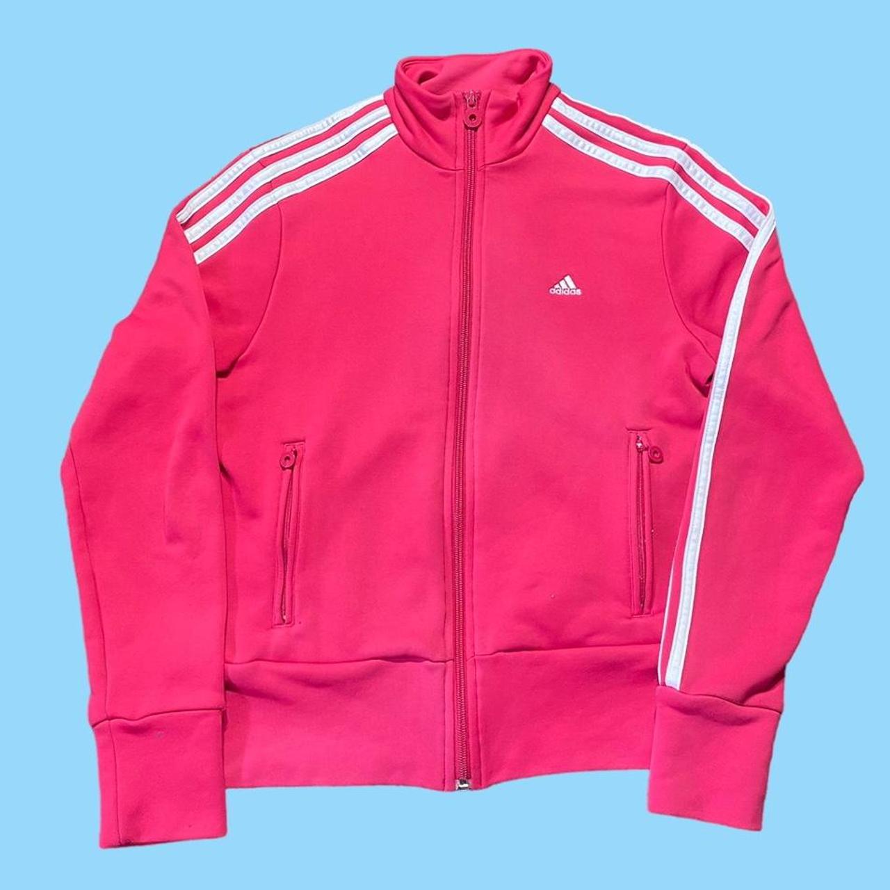 Adidas track top Pink Preloved condition Size... - Depop
