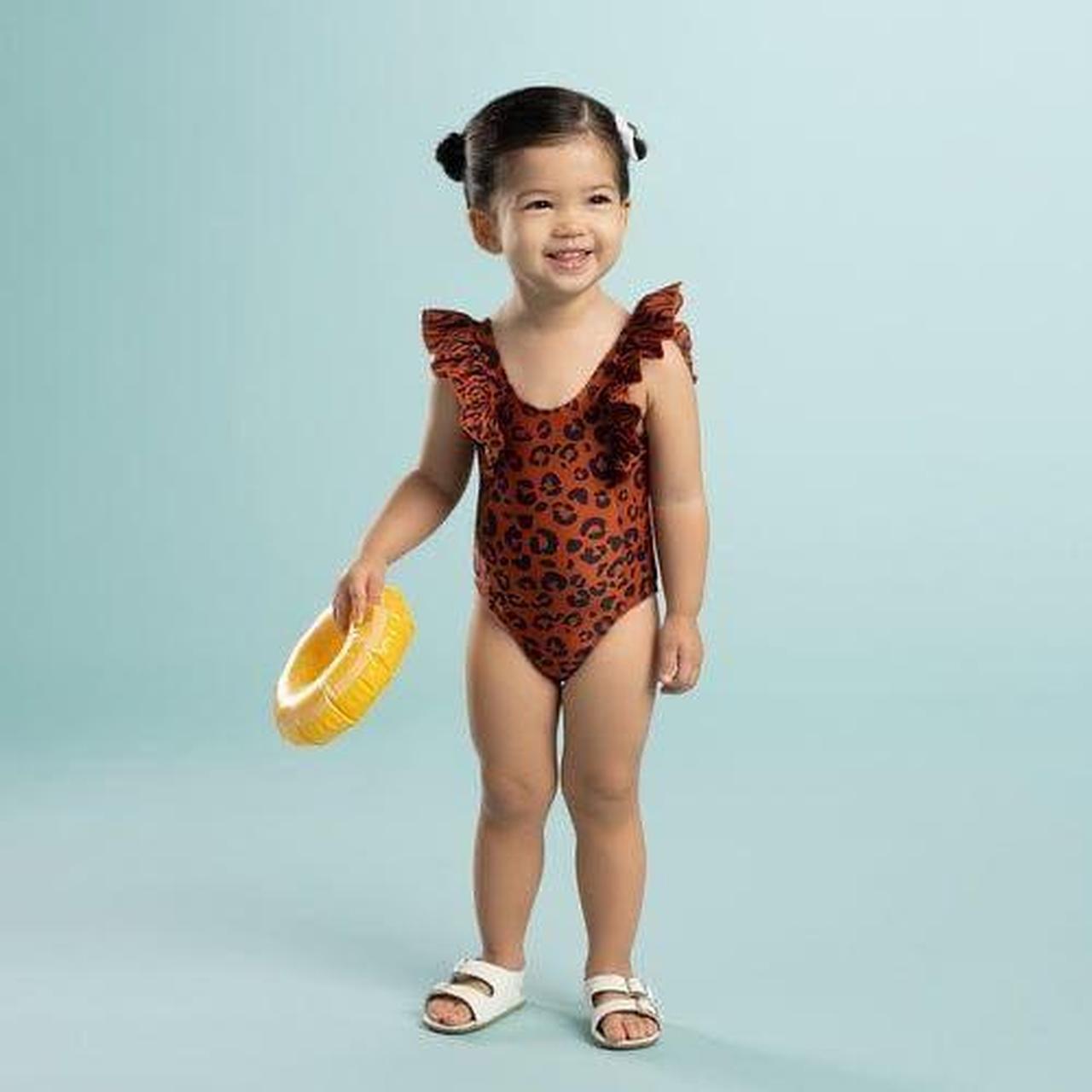 Cat and jack leopard print ruffle bathing suit Size