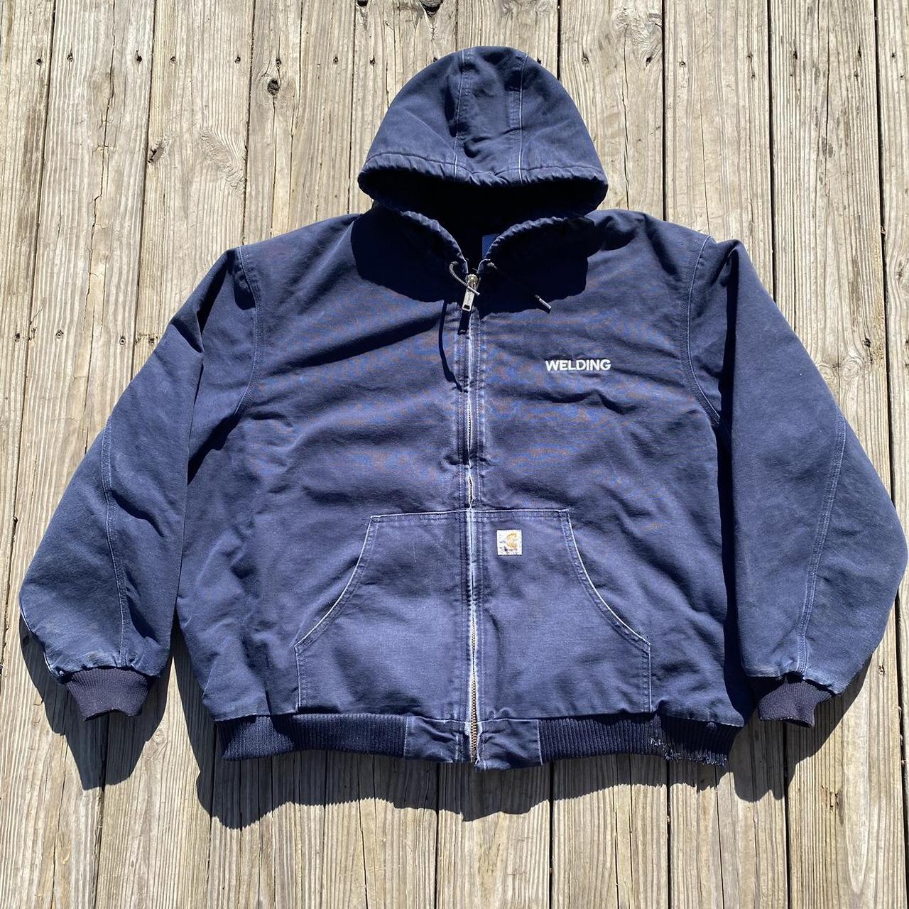 Vintage 2000s Carhartt J130 dark navy “welding”... - Depop