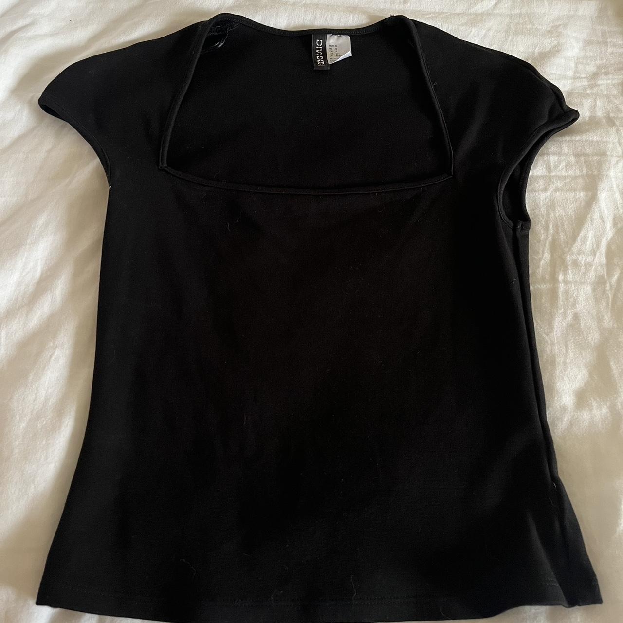 h&m black square neck top - perfect for parties or... - Depop