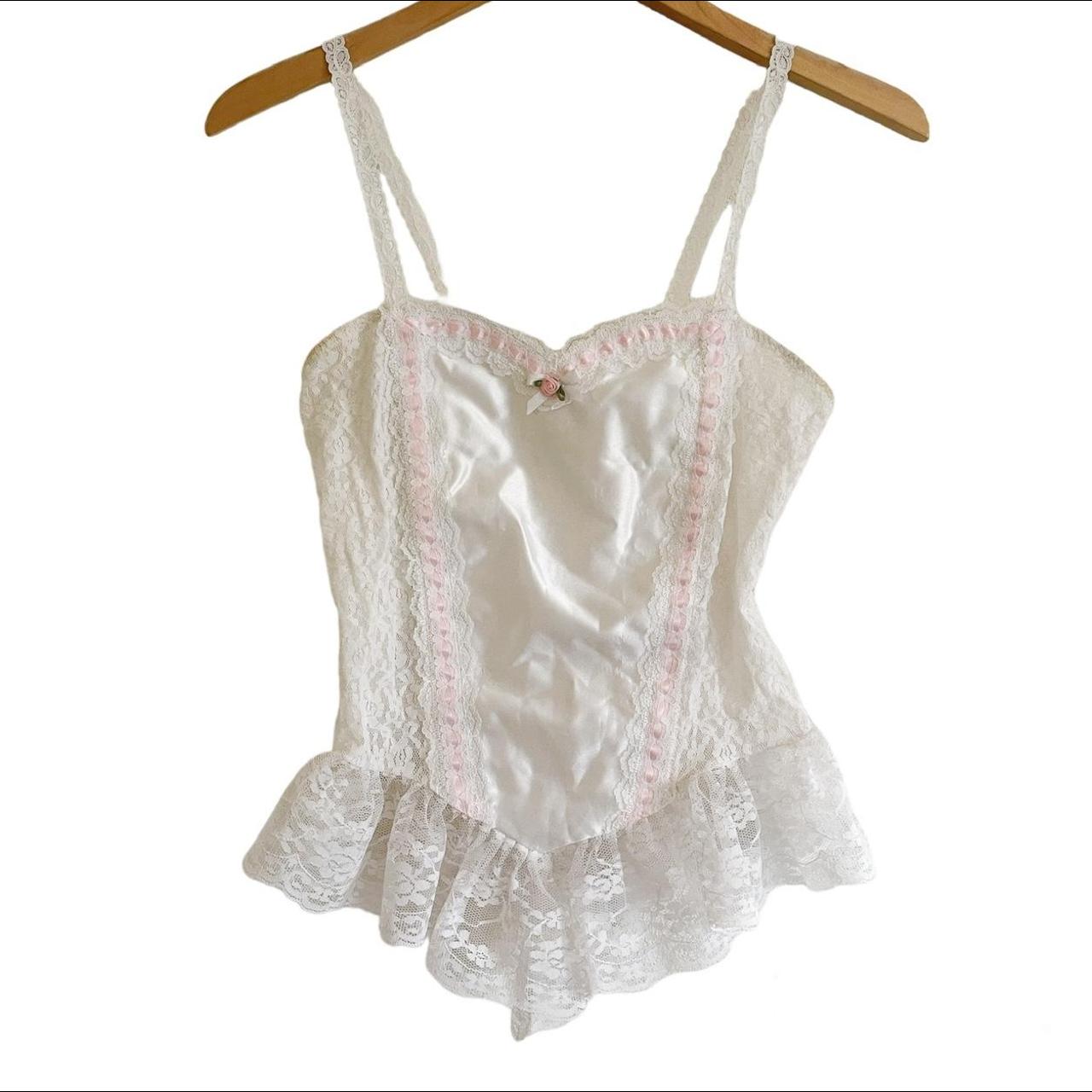 American Vintage Women's White and Pink Corset | Depop