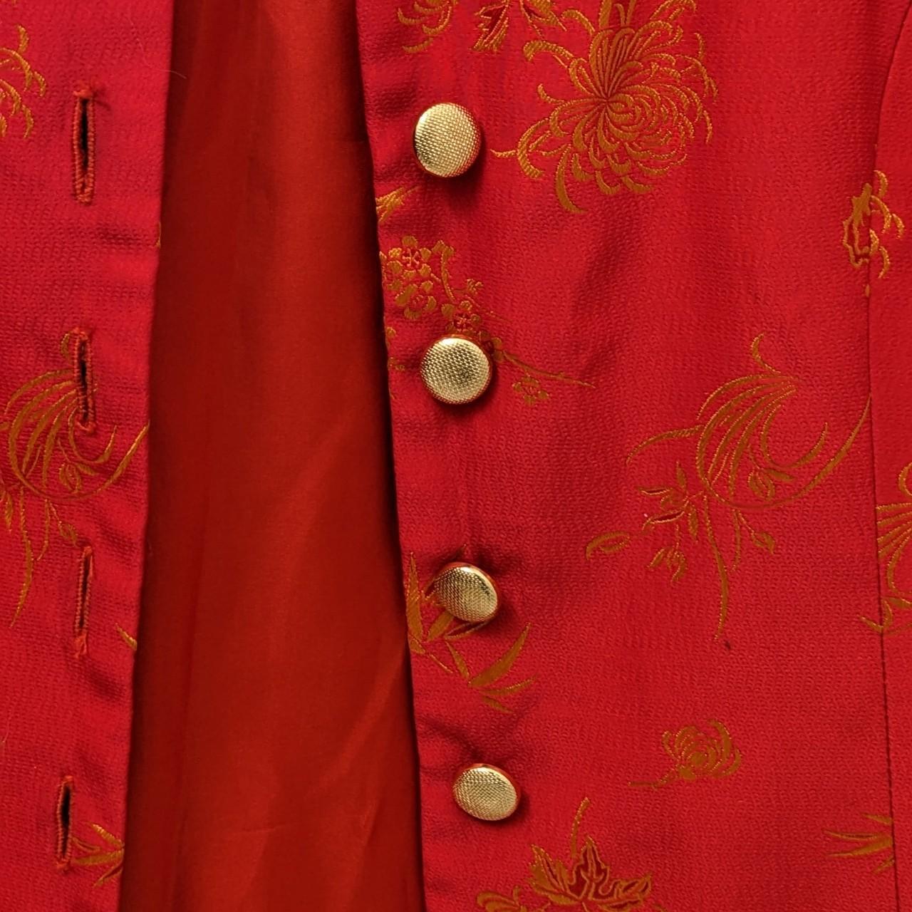 Reclaimed Vintage Women's Red and Gold Jacket Depop