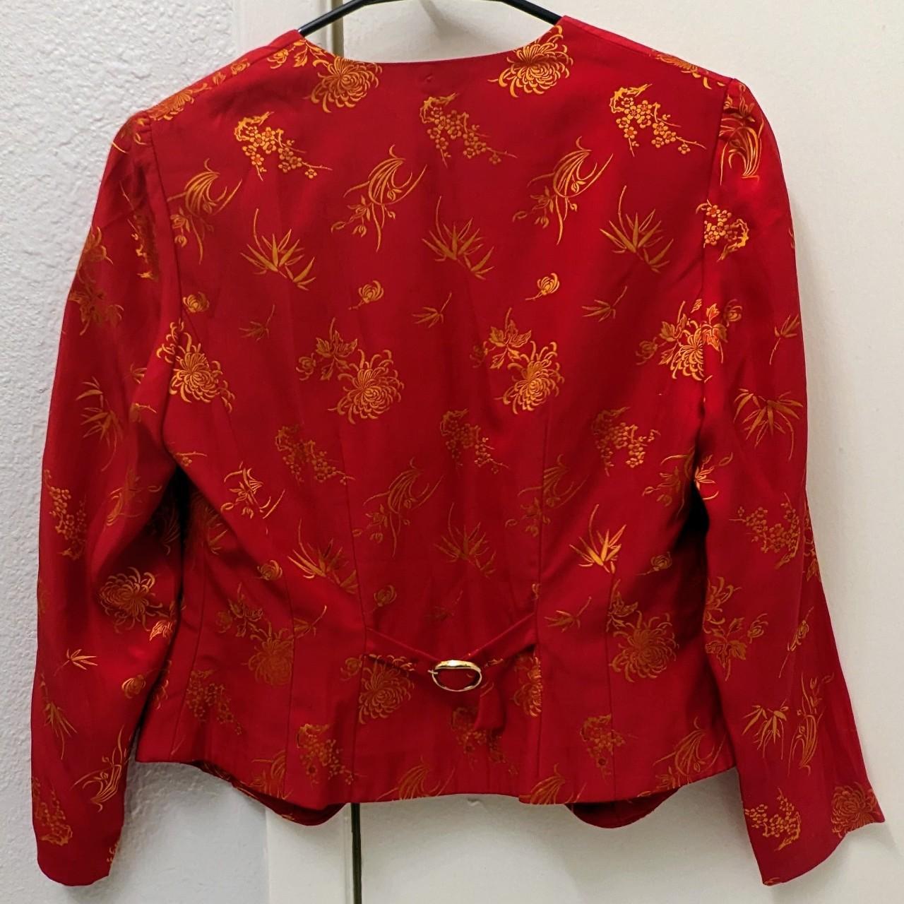 Reclaimed Vintage Women's Red and Gold Jacket Depop