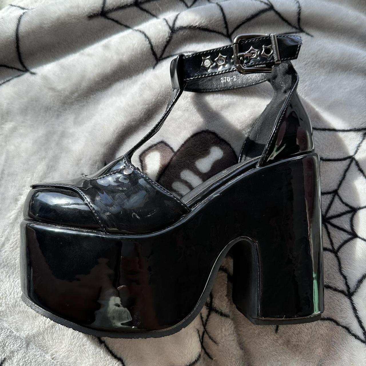 glossy black platform mary janes