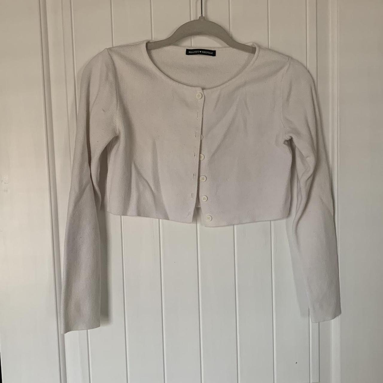 Brandy Melville White Long Sleeve Sweater Size: - Depop