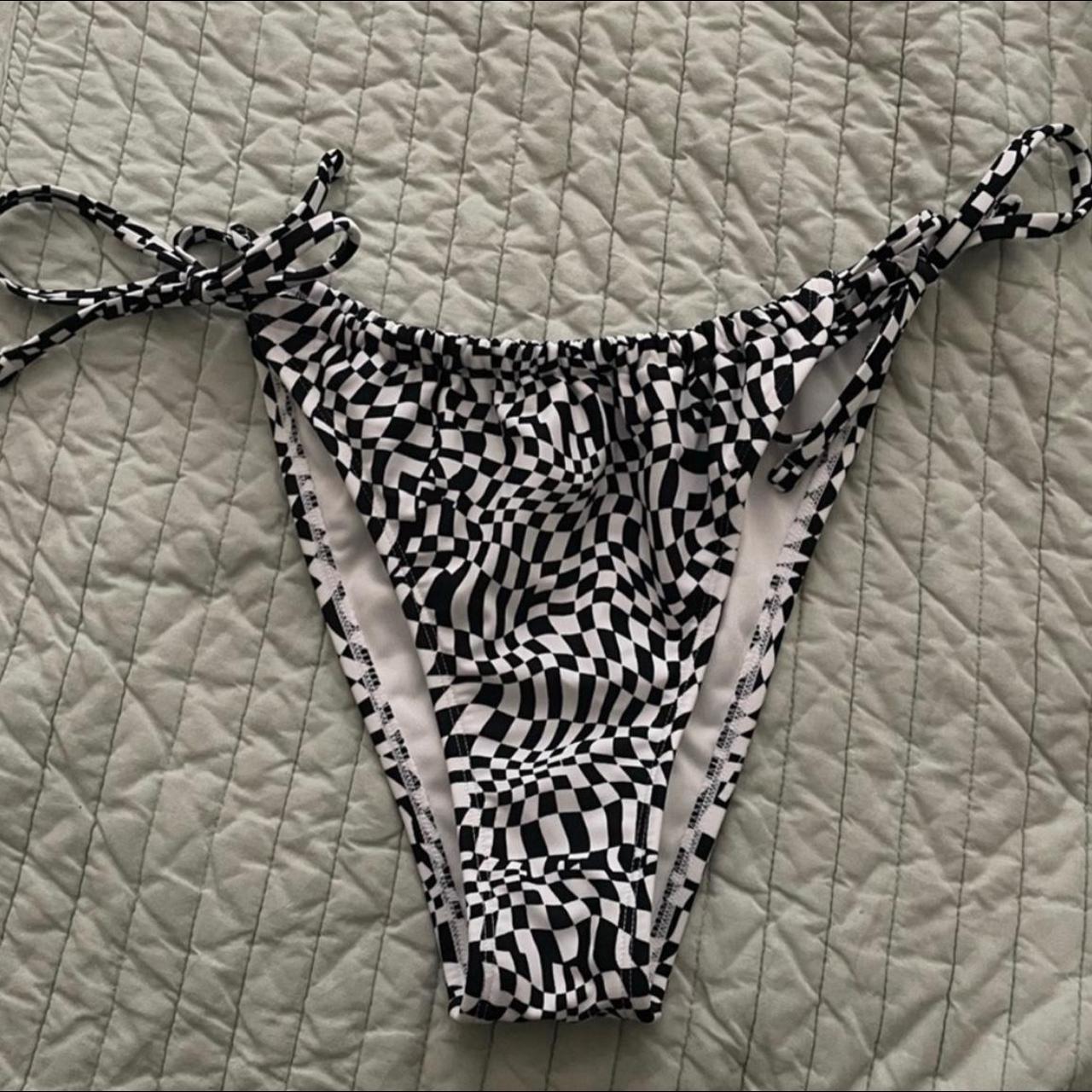 wild fable black and white checkered bikini bottoms... - Depop