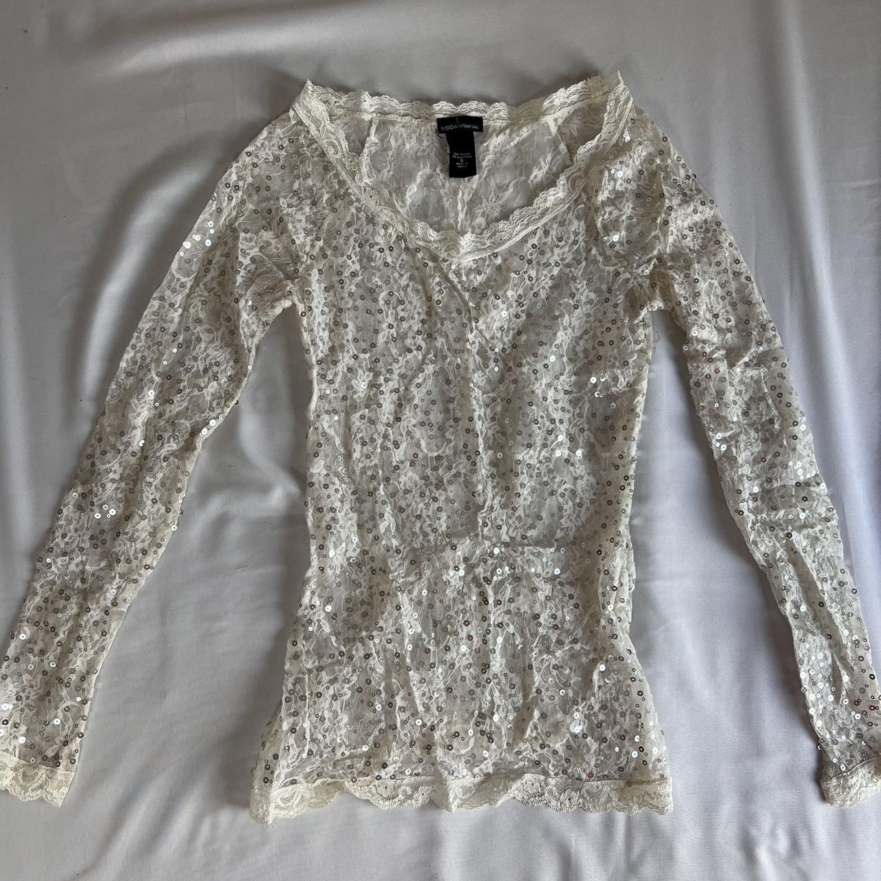 Cream lace long sleeve top