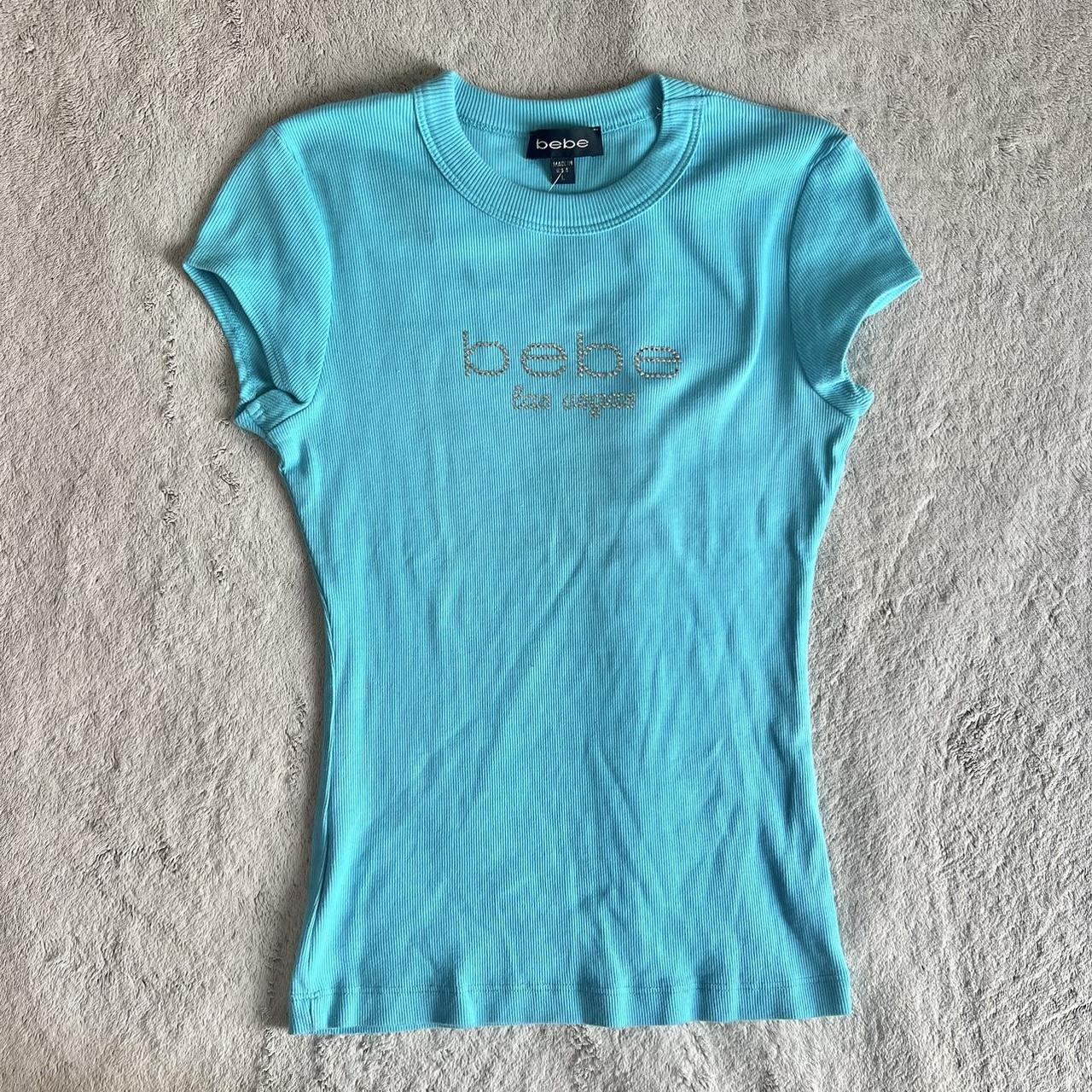 Y2K bebe Las Vegas blue baby tee, size large made in | Depop