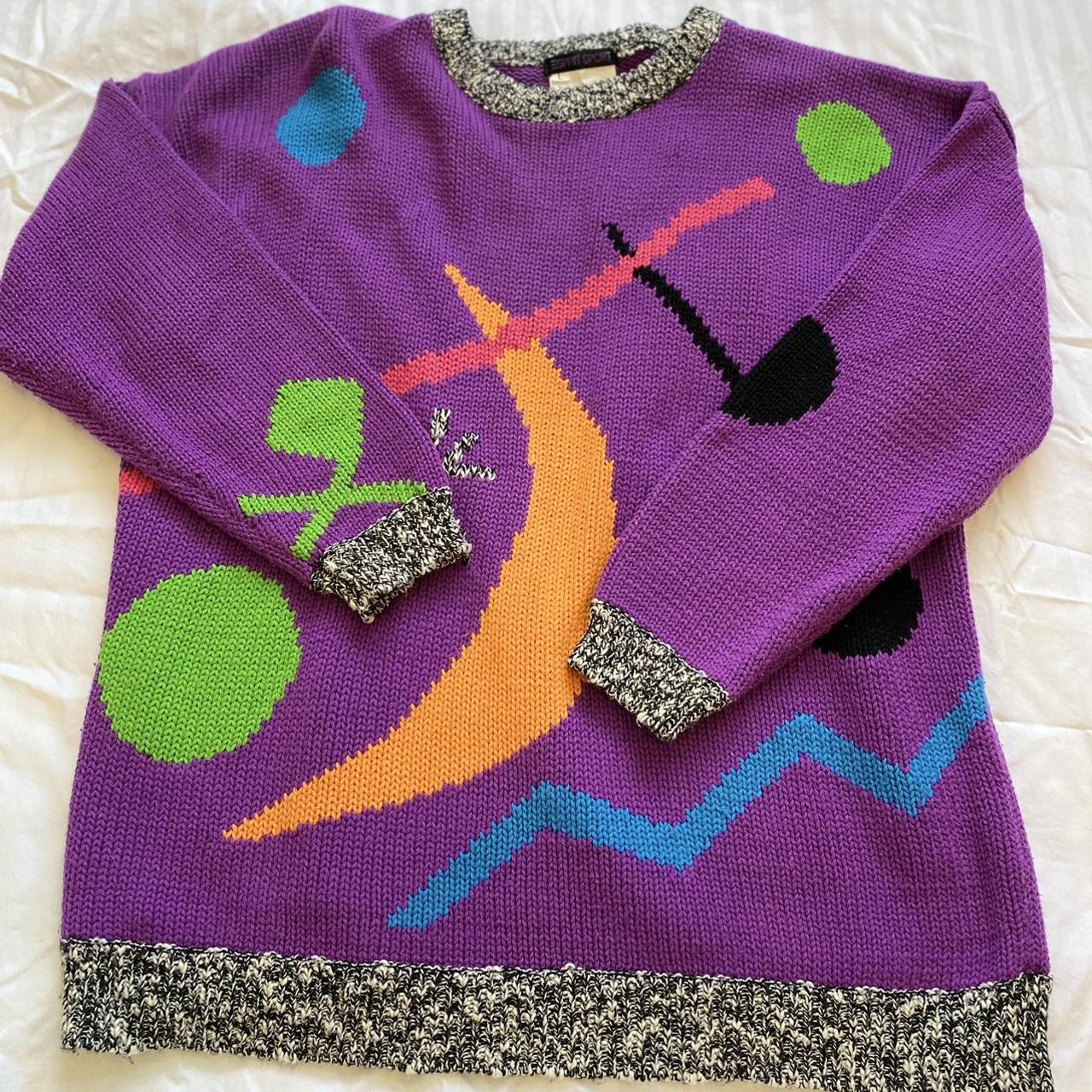 Espirit Women's Orange and Purple Jumper | Depop