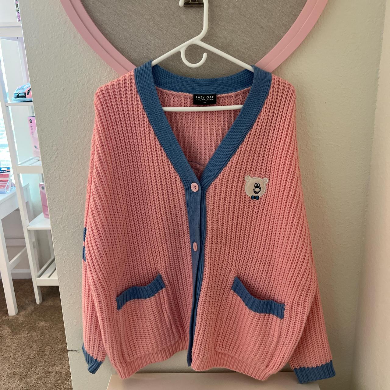 Lazy Oaf Pink College cardigan like new never worn. Depop