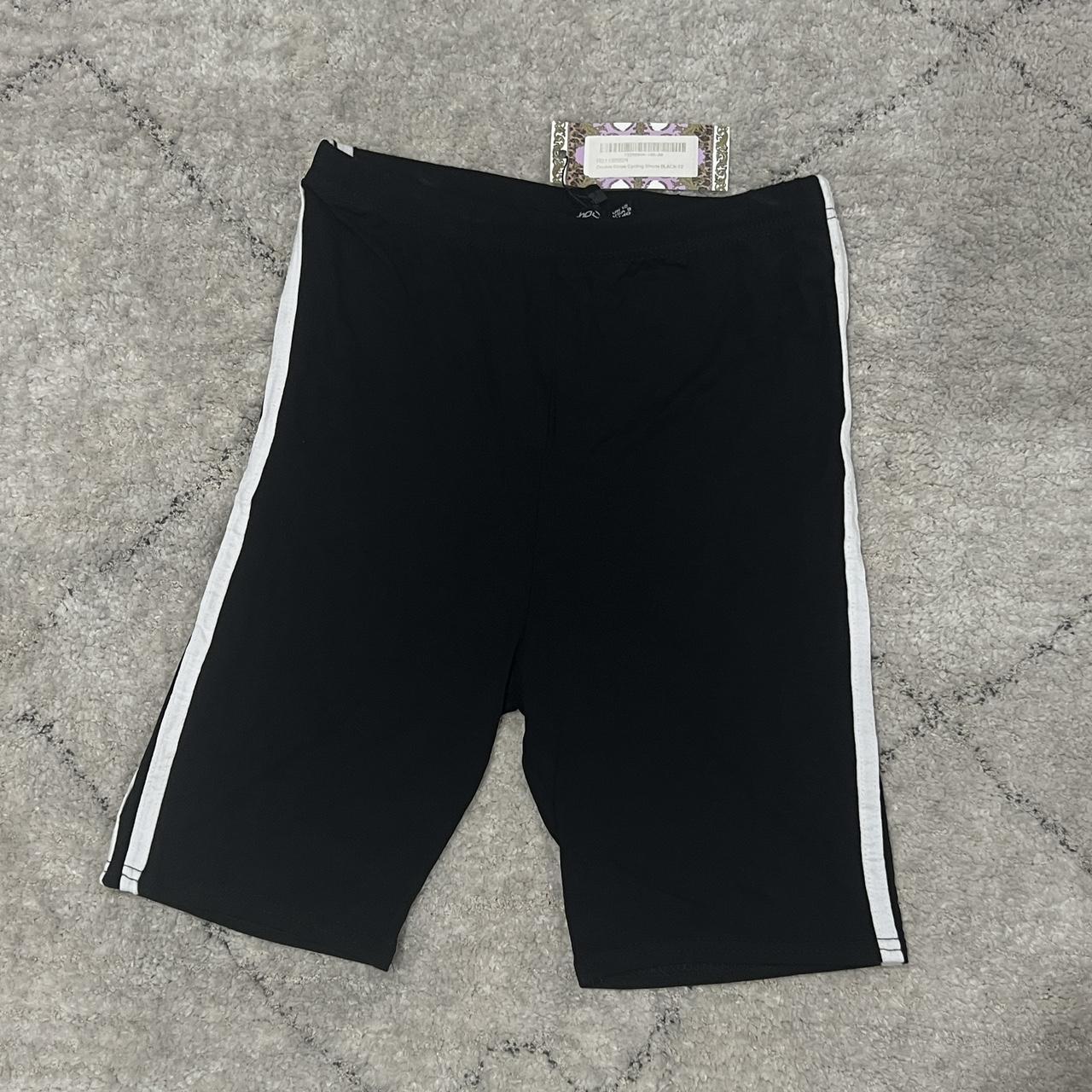 Cycling Gear Biker Shorts Boohoo BLACK DOUBLE STRIPE