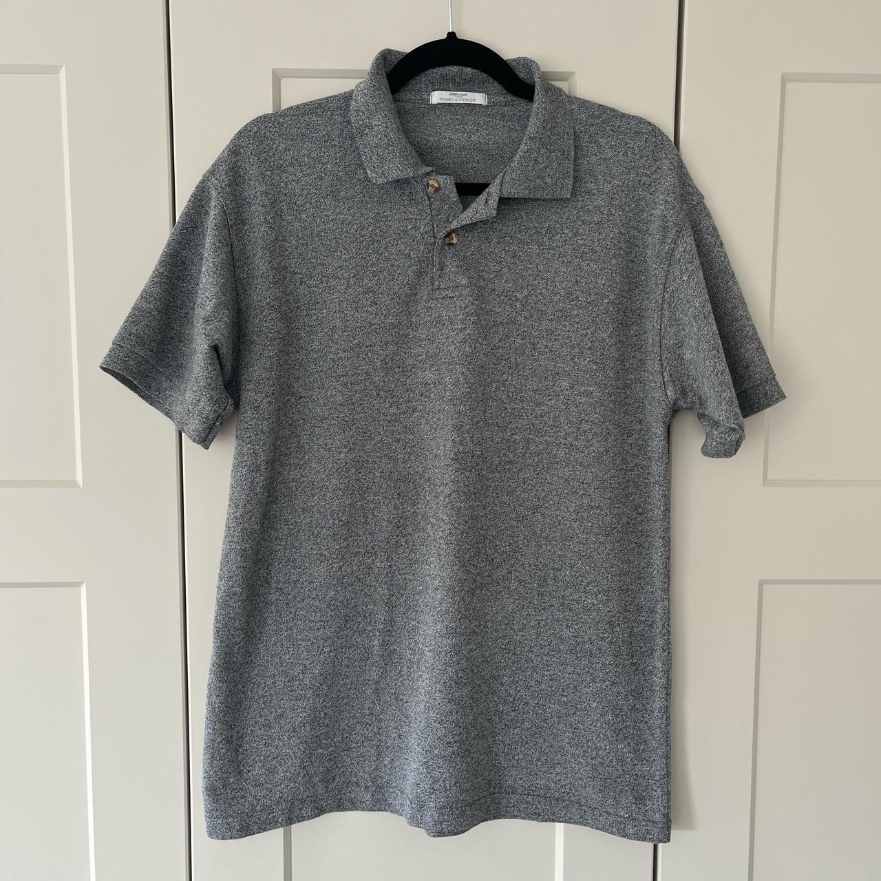 St Michael grey marl polo shirt St Michael by Marks... - Depop