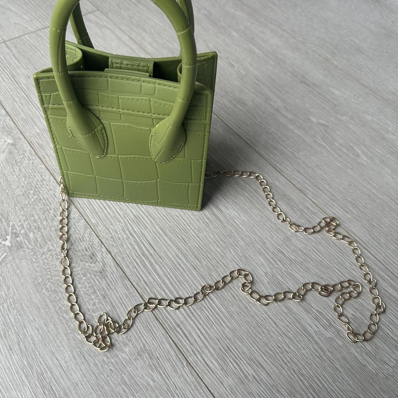 Green crocodile leather mini shoulder cross body... Depop