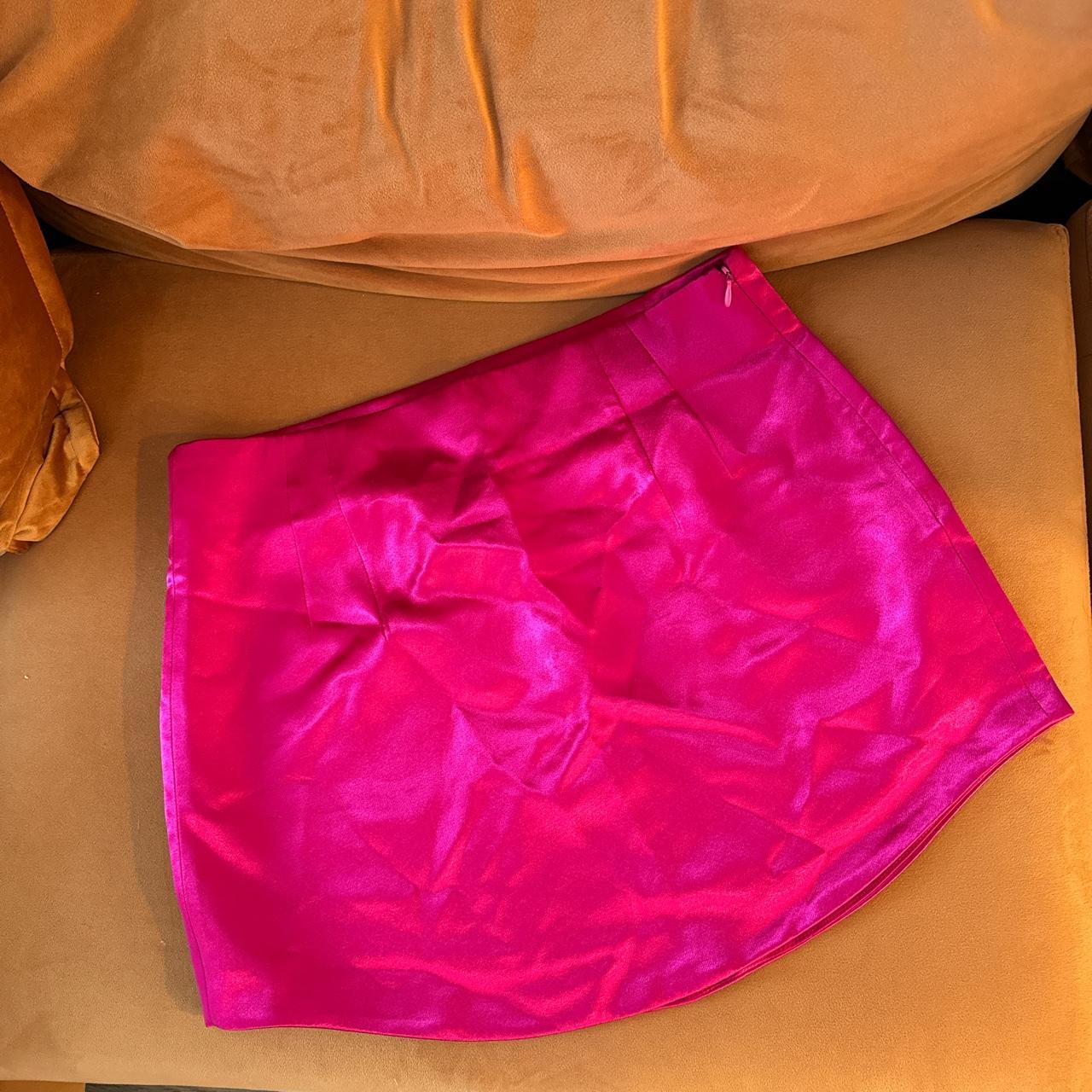 pink satin effect mini skirt brand new!!,