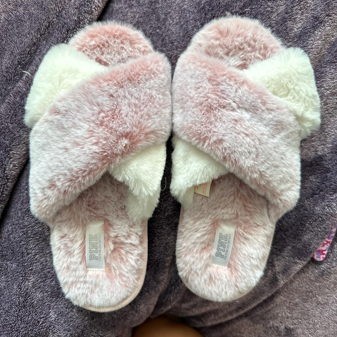 Victoria secret pink fuzzy hot sale slippers