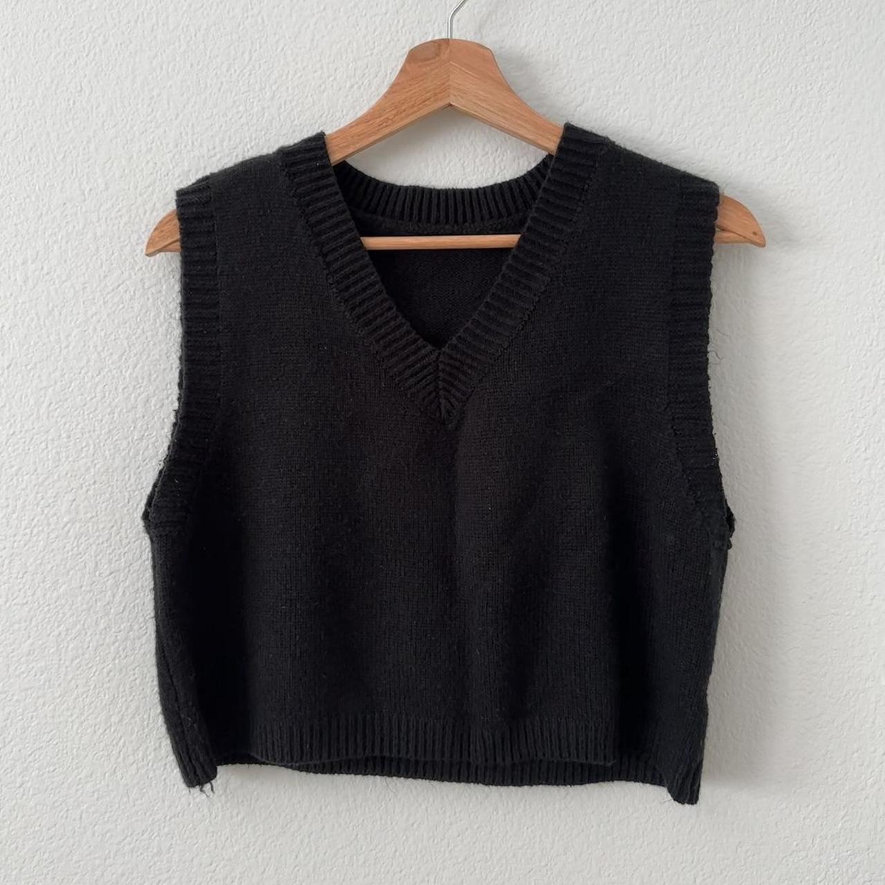 Cropped black sweater vest Size M, true to size... Depop