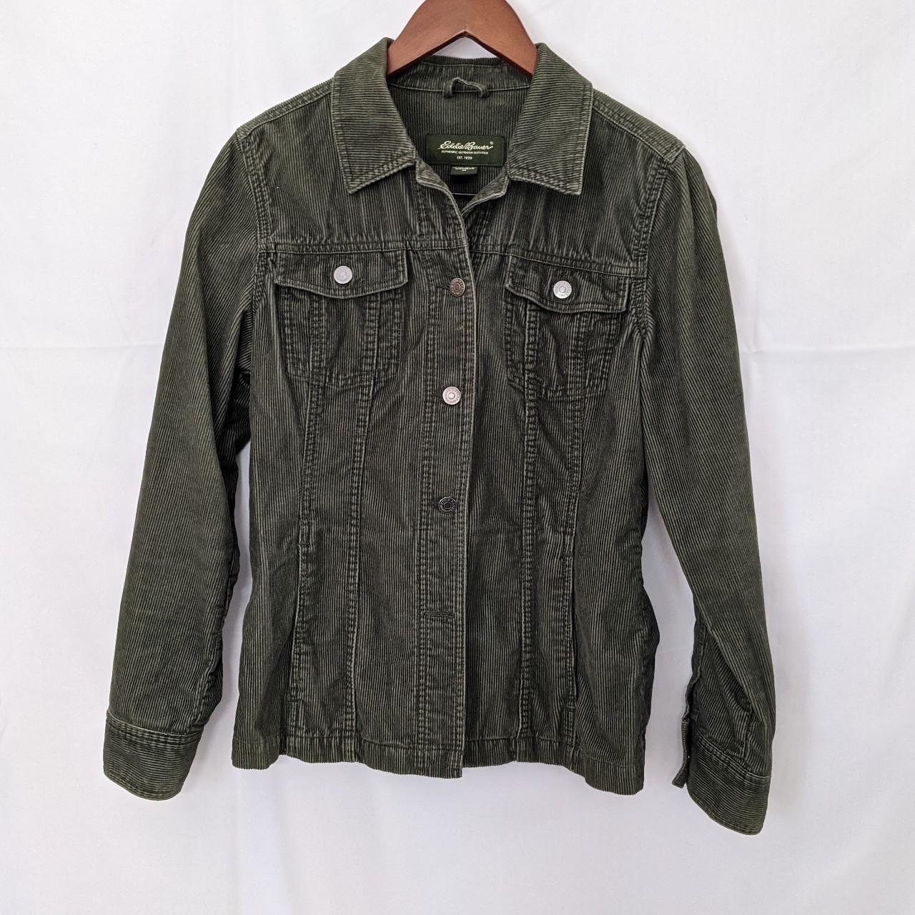 Eddie Bauer green corduroy jacket. Button... Depop