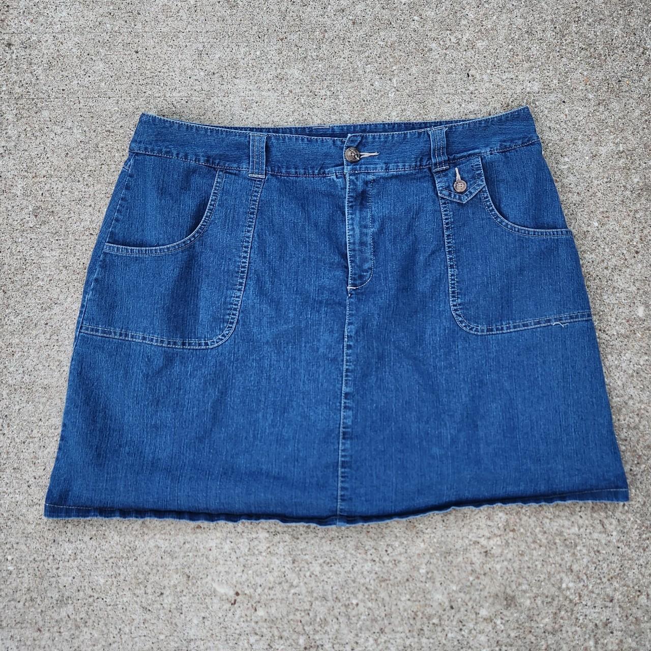 Vintage jean skirt with built in shorts Brand is... - Depop