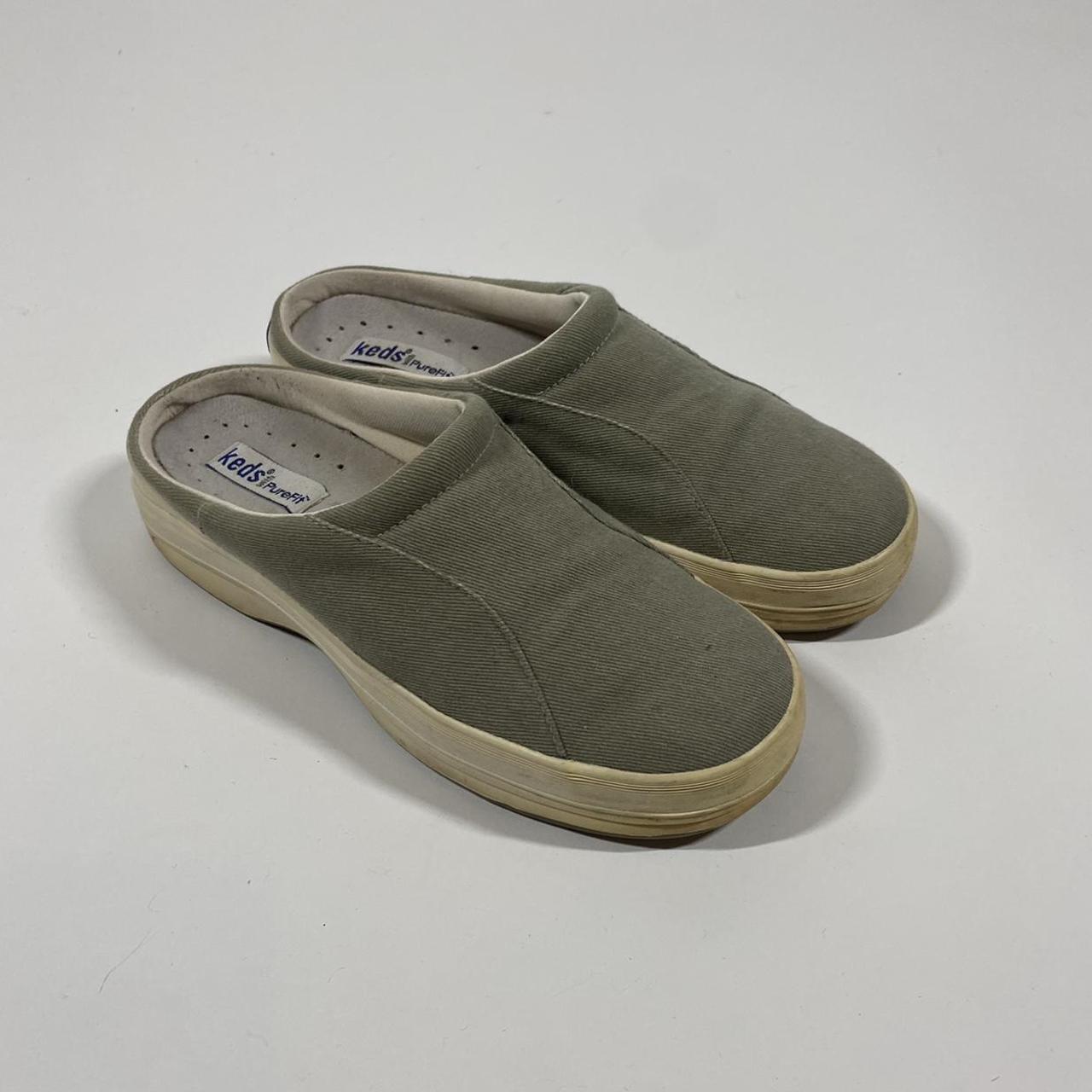 Keds Women's Green and White Mules Depop