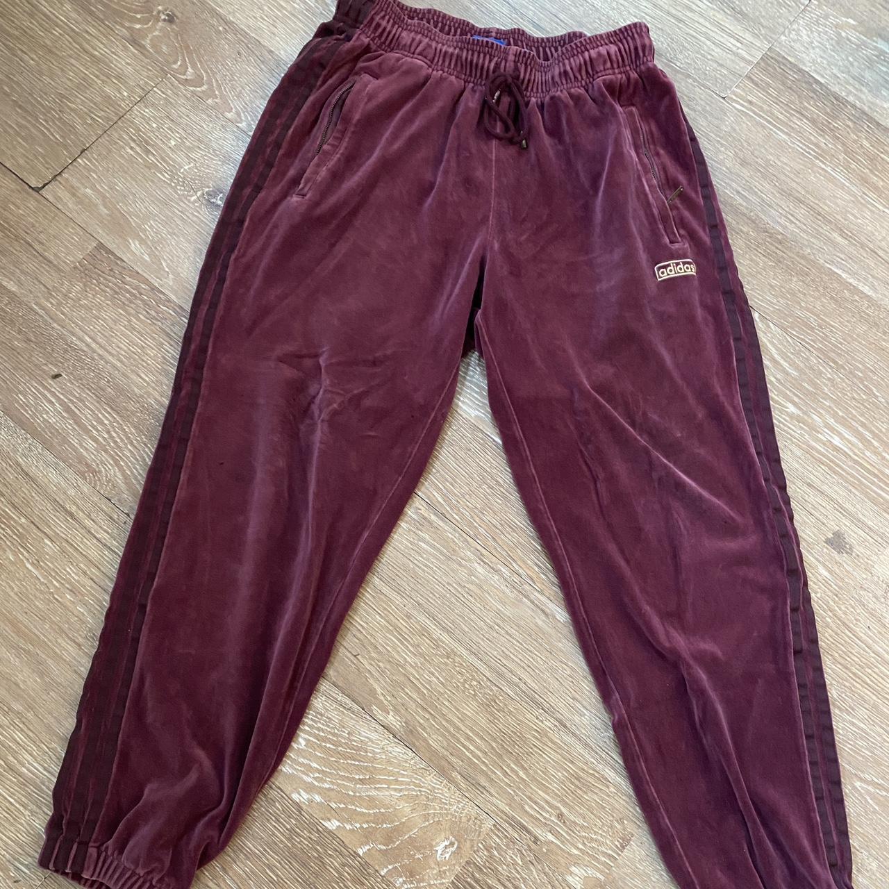 Adidas maroon best sale velour pants