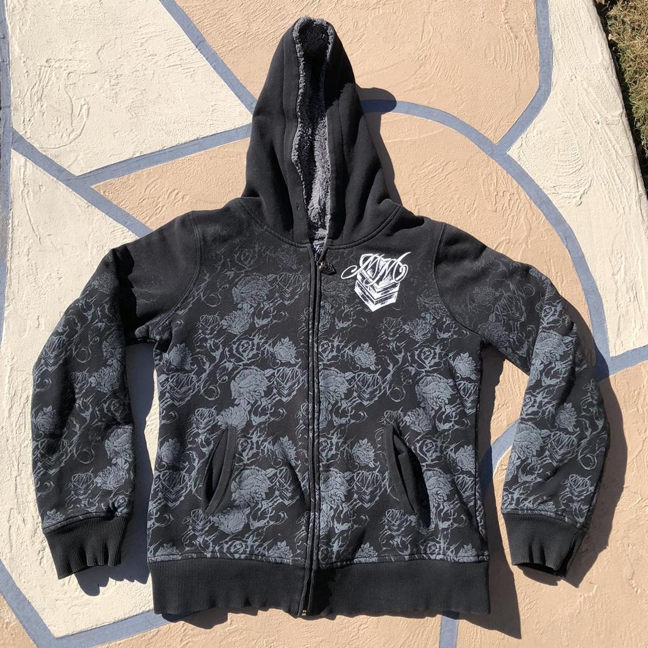 y2k METAL MULISHA Black Rose Women’s Hoodie Size... - Depop